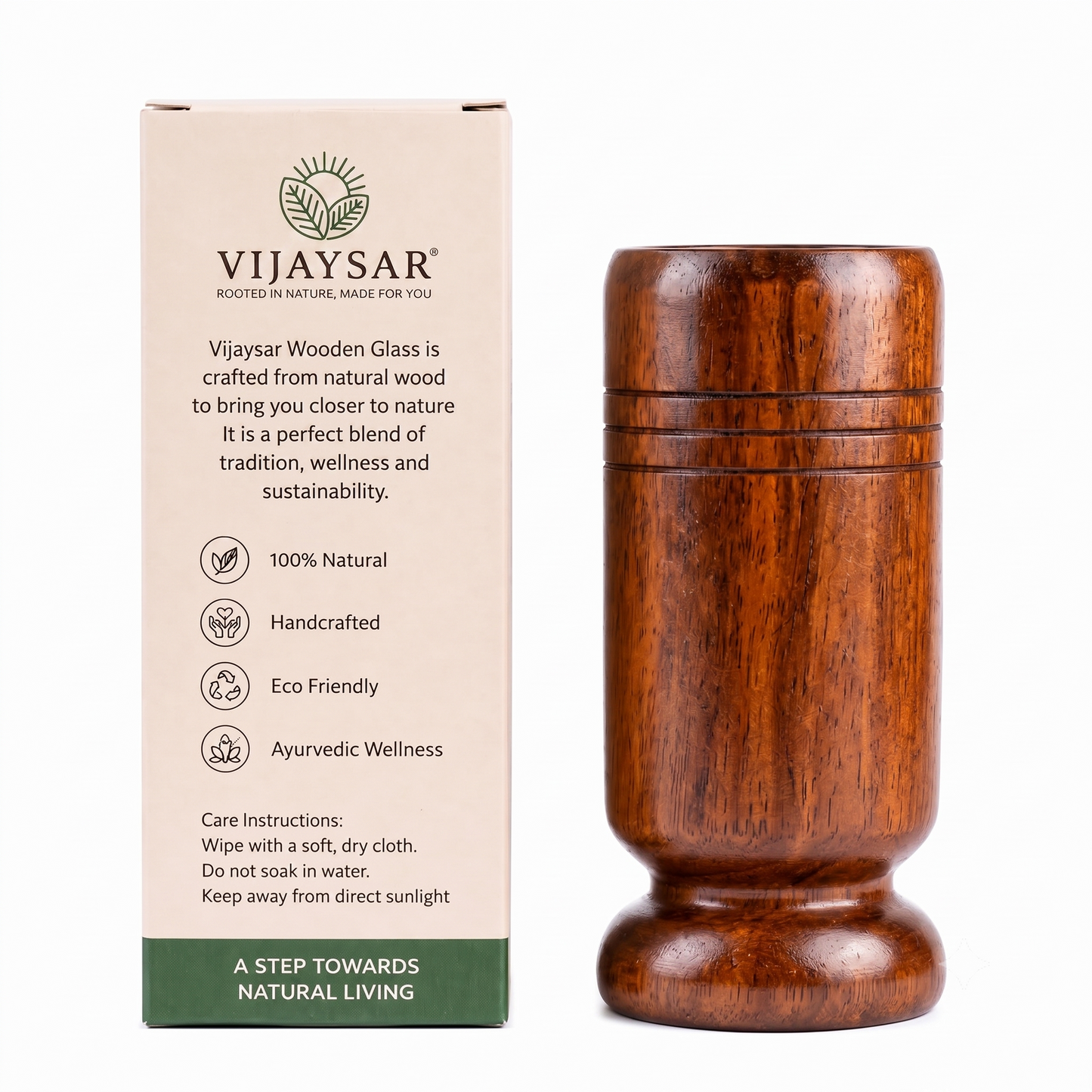 Authentic Vijaysar wood glass for sugar control  - Vijaysar