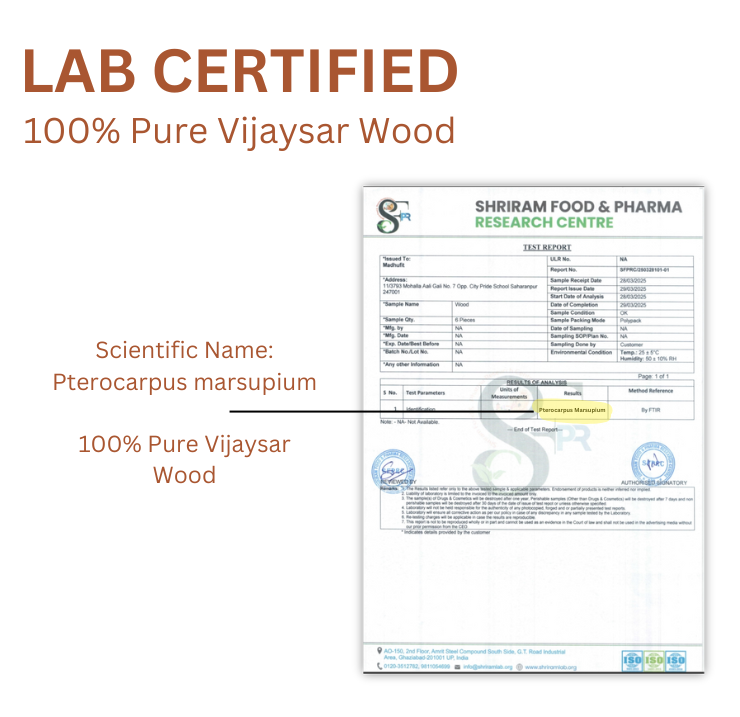 Madhufit® Vijaysar Ayurvedic Wood Glass - Vijaysar Ki Lakdi Ka Glass