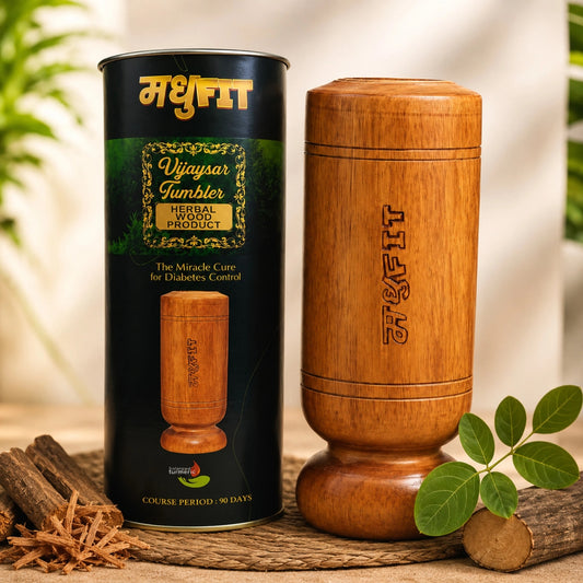 Madhufit Vijaysar wooden glass for Blood sugar control - Lab certified