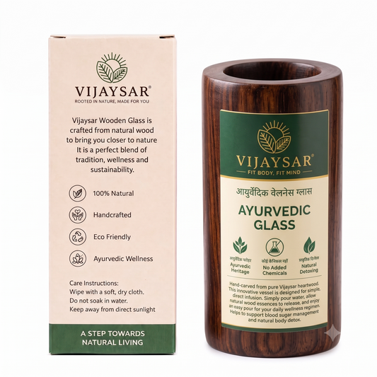 Original Vijaysar wooden Tumbler/Glass for sugar control - Madhufit